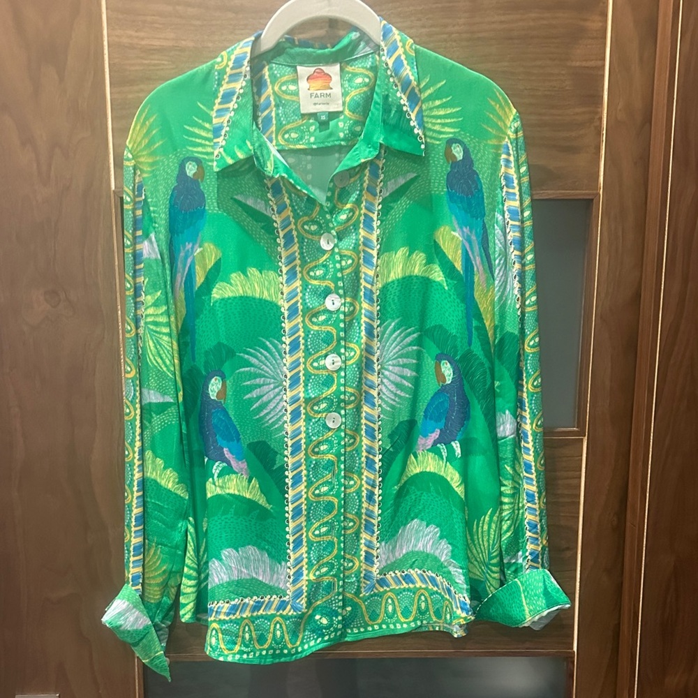 FARM Rio Green Parrot Print Women’s Shirt